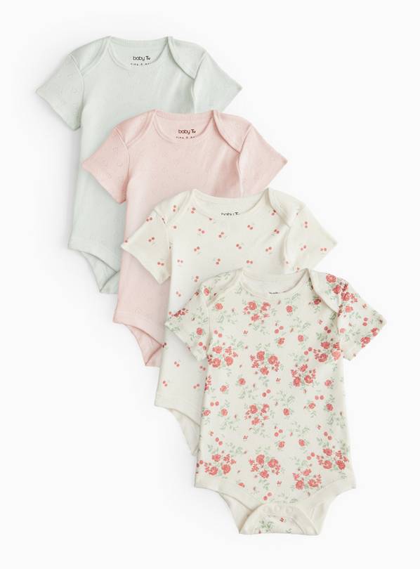 Cherry Pointelle Short Sleeve Bodysuit 4 Pack  9-12 months